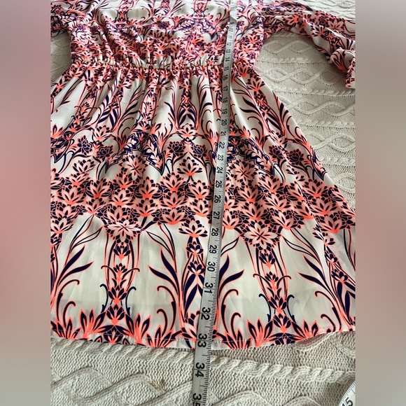 Pink Owl Boutique Fluorescent Orange and Pink Patterned Mini Dress Size Medium - Picture 12 of 14